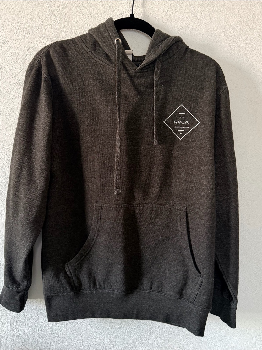 RVCA Charcoal Pullover Hoodie with Diamond Chest Logo